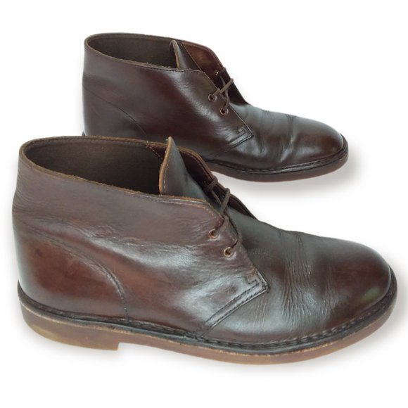 Clarks Desert Chukka Boots Size 10.5M Brown Leather Lace Up Classic main image 10
